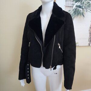Zara Black Leather Jacket with Silver Details